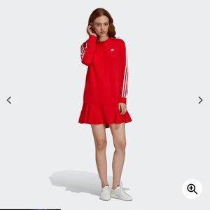 adidas | Dresses | Adidas Originals Red Long Sleeve T Shirt Dress New |  Poshmark